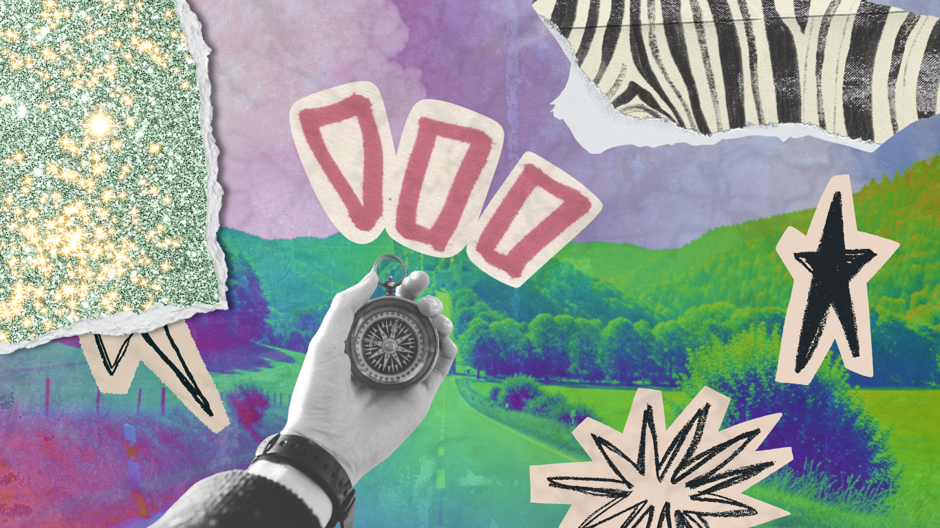 Consultoria em Comunicação e Marketing. Uma mão segurando uma bússola que leva você a um castelo.